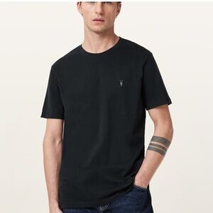 All Saints BRACE BRUSHED COTTON CREW NECK T-SHIRT Black Size Large